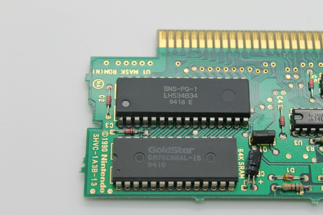Close-up of circuit board and microchips