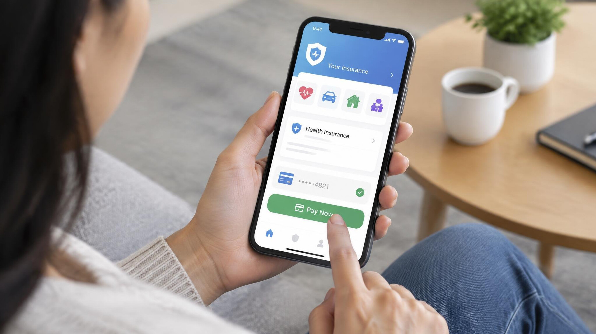 person using insurance app